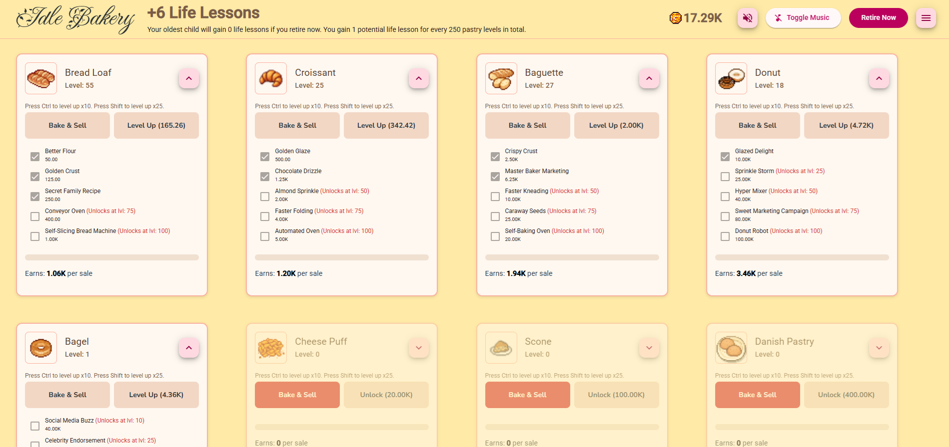 Idle Baking Game UI